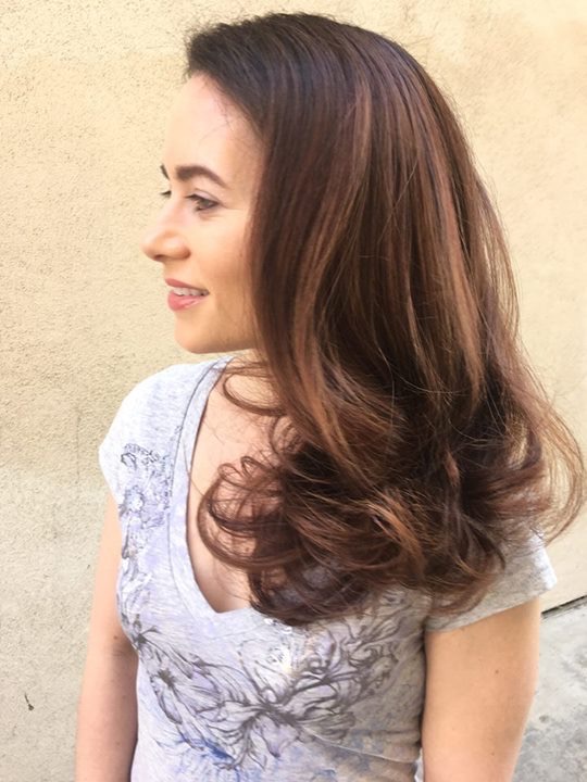 Natural looking balayage for brunette hair