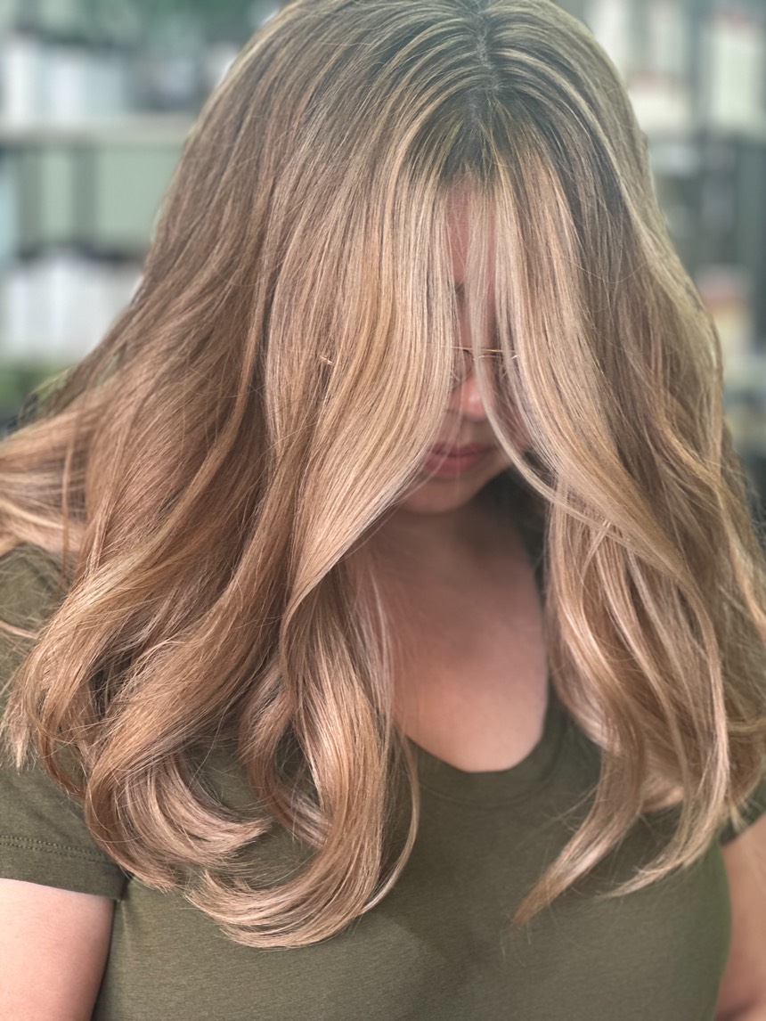 Blende balayage on  brown hair 