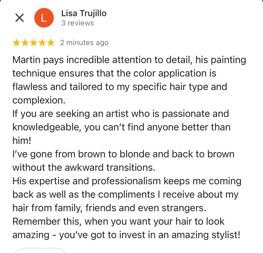 hair color client  reviews